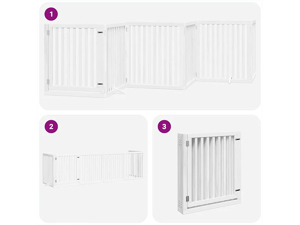 Portão para cães com porta dobrável 6 painéis 480 cm álamo branco