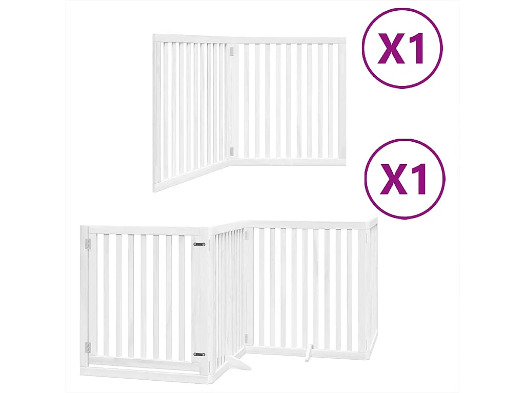 Barrière pour chien porte pliable 6 panneaux blanc bois peuplier