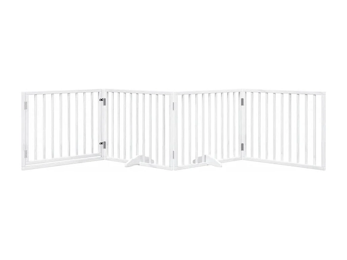 Barrière pour chiens et porte 4 panneaux blanc bois de peuplier