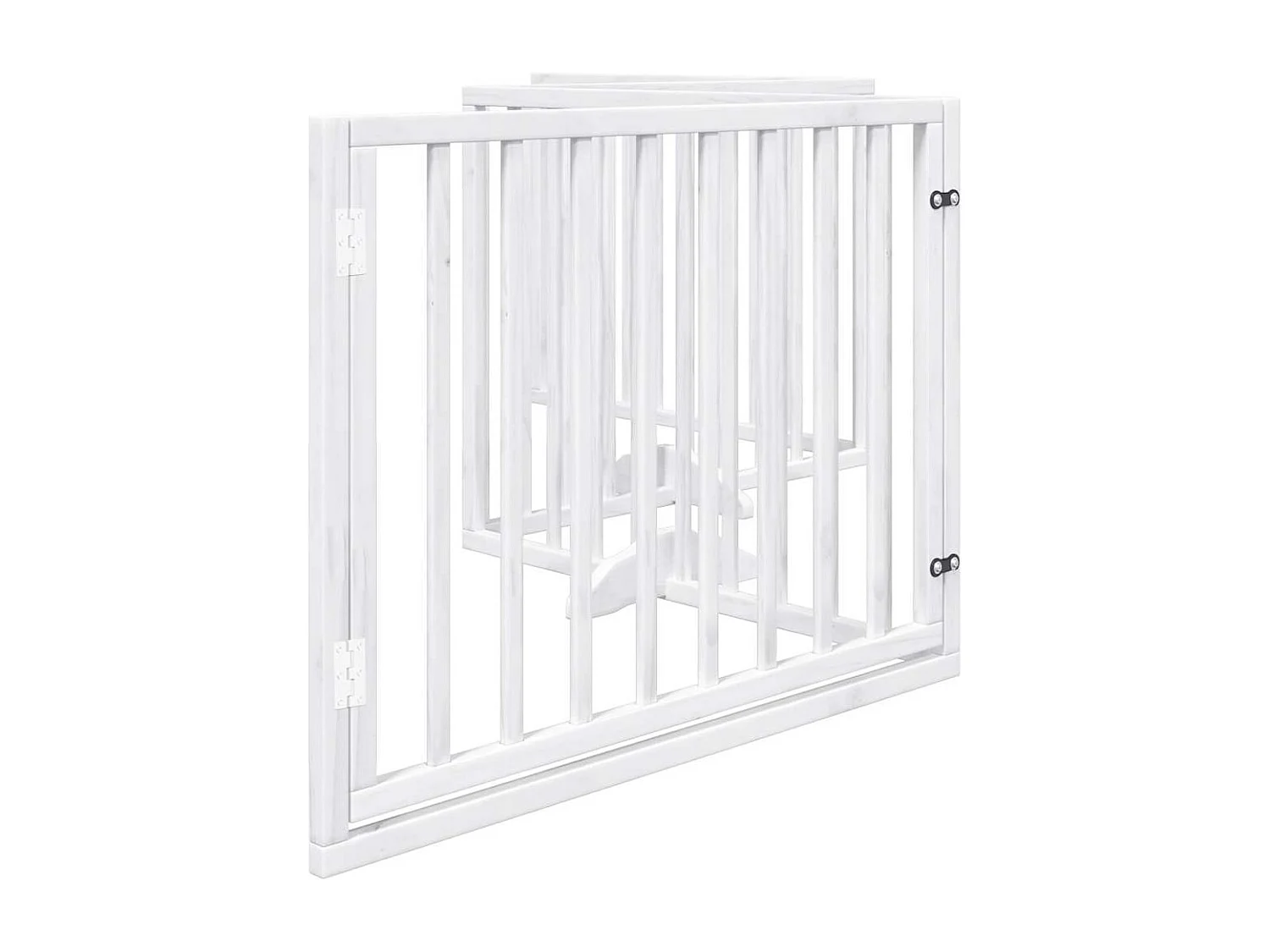 Barrière pour chiens et porte 4 panneaux blanc bois de peuplier