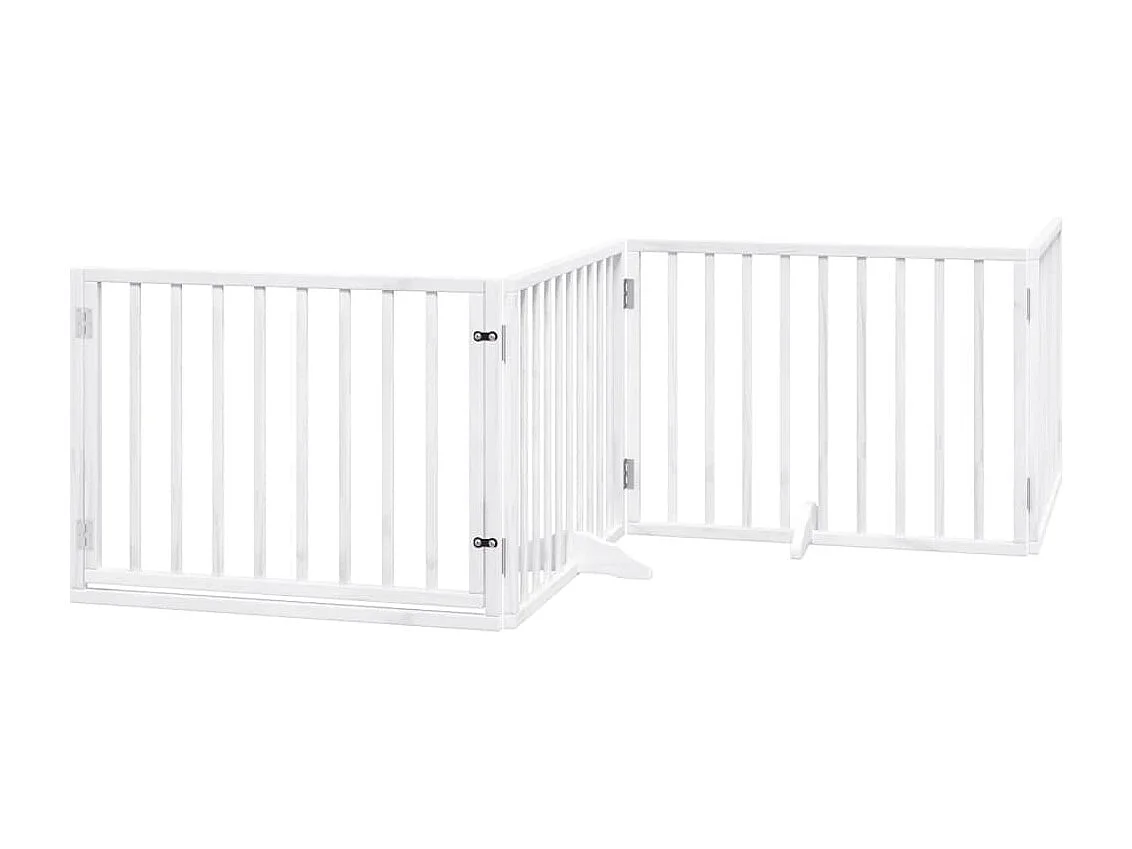 Barrière pour chiens et porte 4 panneaux blanc bois de peuplier