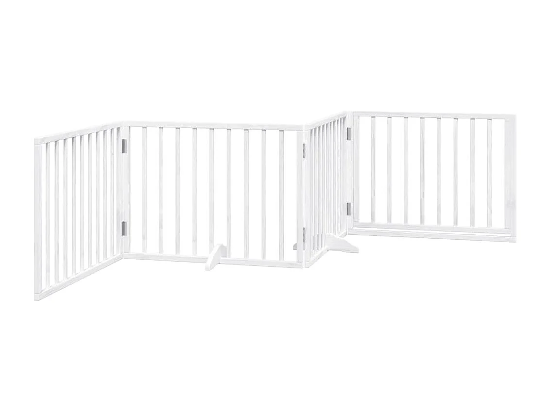 Barrière pour chiens et porte 4 panneaux blanc bois de peuplier