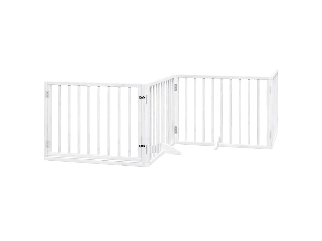 Puerta para perros plegable 4 paneles madera álamo blanca 320cm