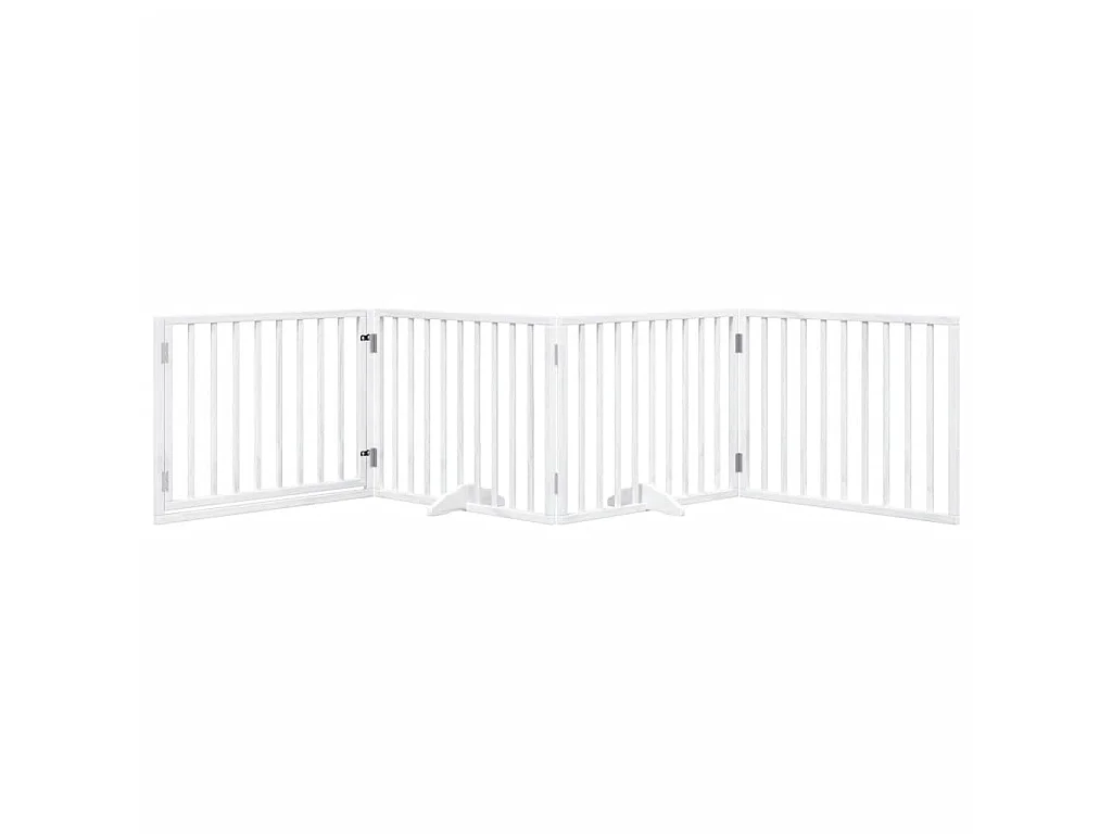 Puerta para perros plegable 4 paneles madera álamo blanca 320cm