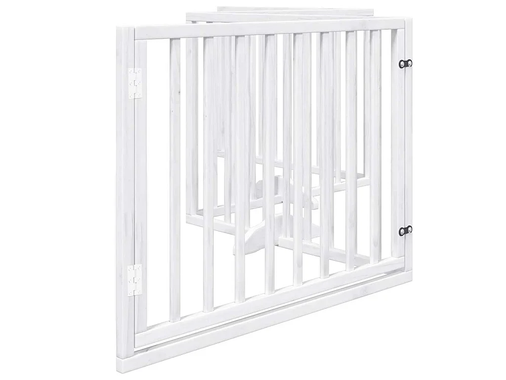 Puerta para perros plegable 4 paneles madera álamo blanca 320cm