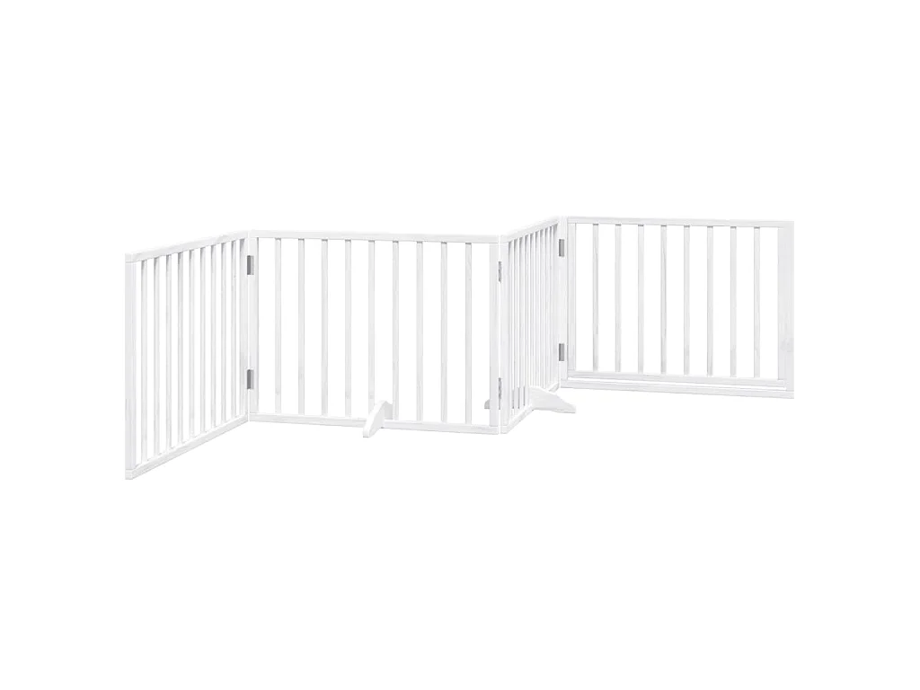Puerta para perros plegable 4 paneles madera álamo blanca 320cm