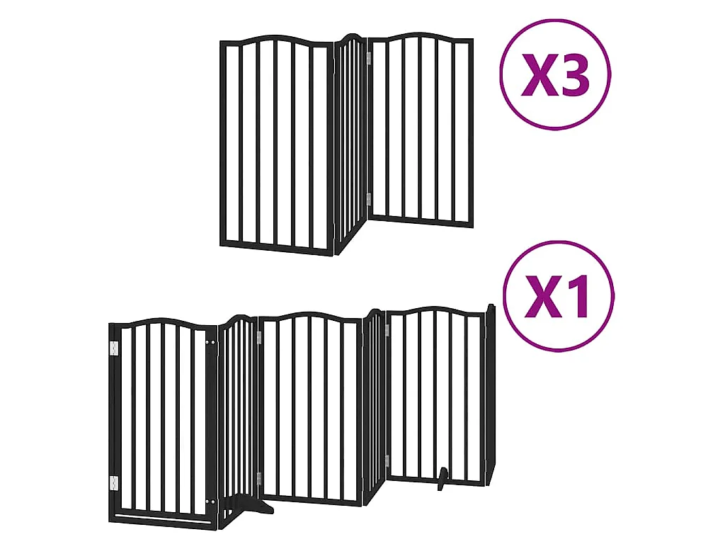 Barrière pour chien porte pliable 15 panneaux noir bois peuplier