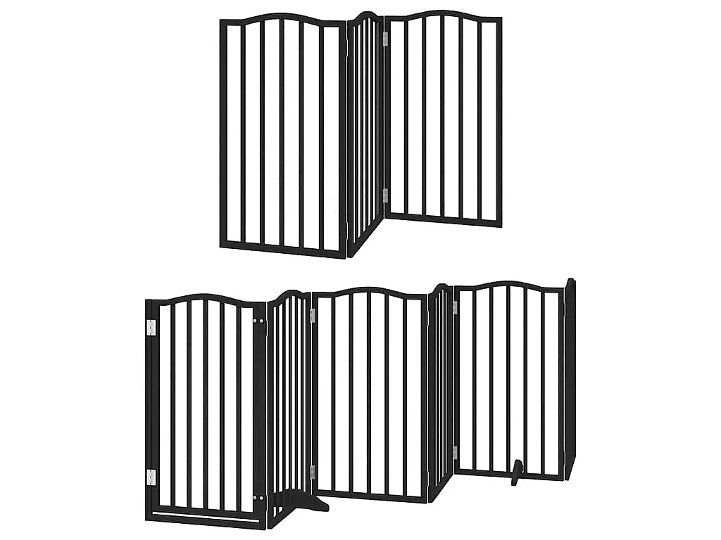 Barrière pour chien porte pliable 15 panneaux noir bois peuplier