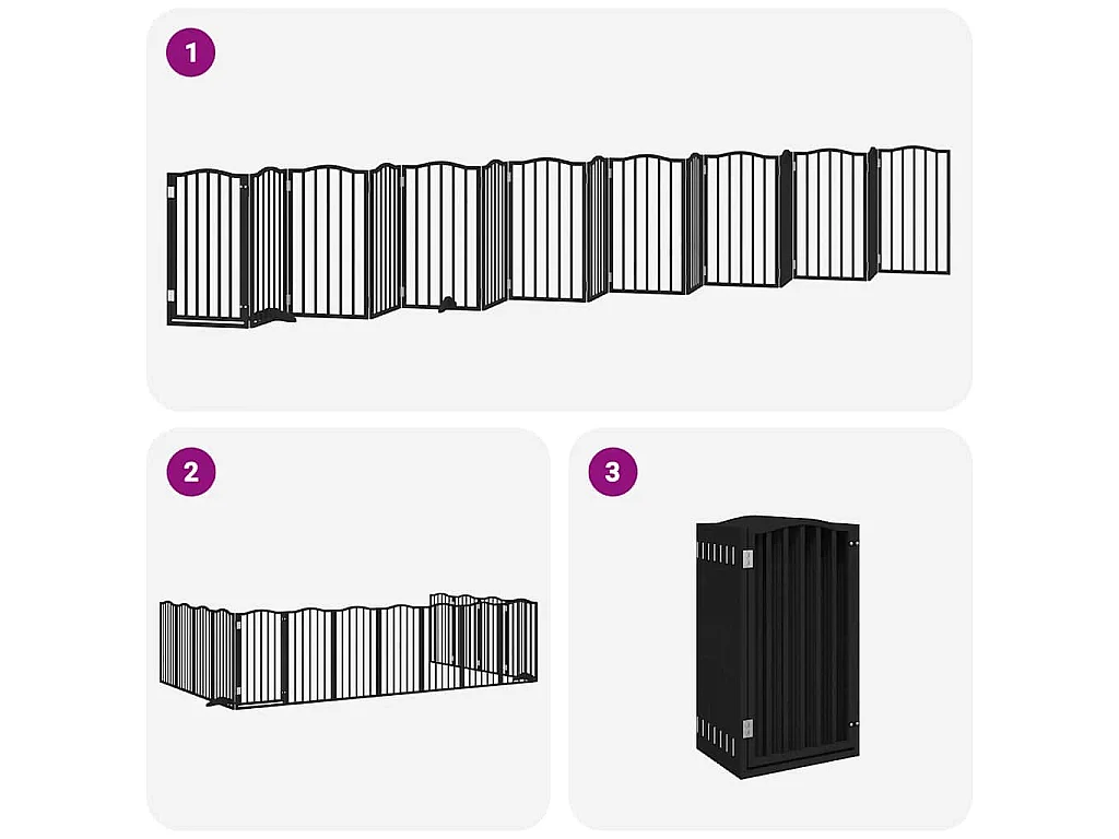 Barrière pour chien porte pliable 15 panneaux noir bois peuplier