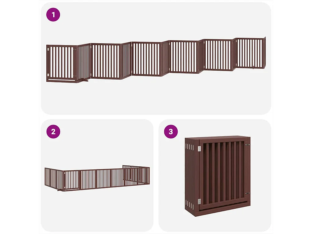 Puerta de perros plegable 12 paneles madera álamo marrón 960 cm