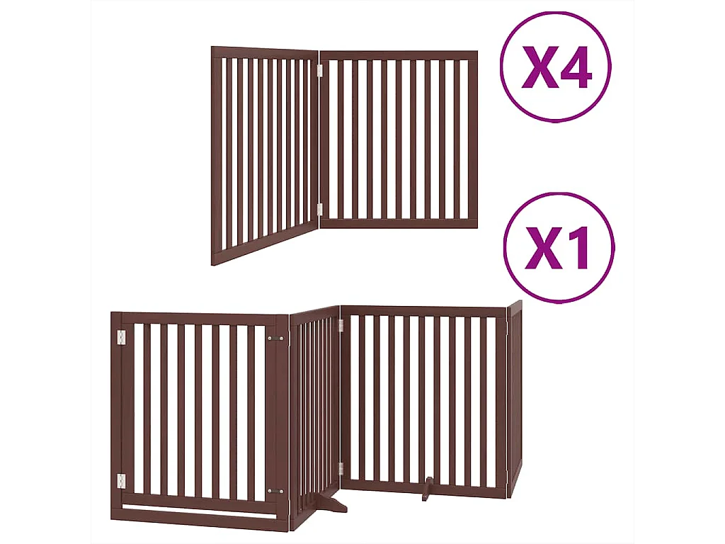 Barrière pour chien porte pliable 12 panneaux bois de peuplier