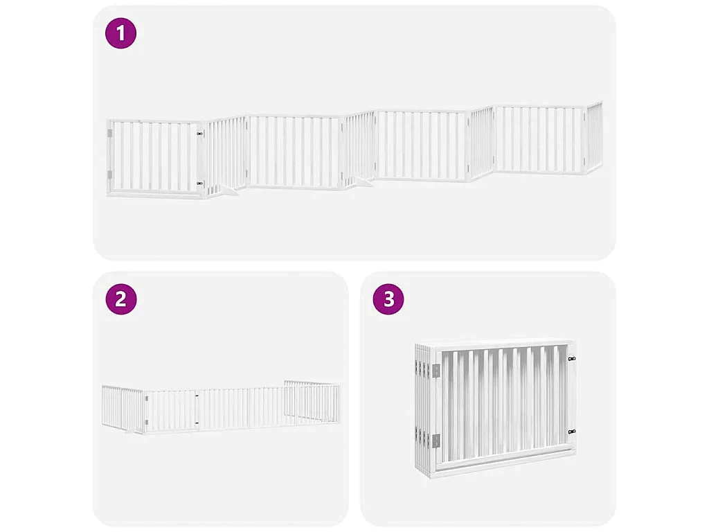 Barrière pour chien porte pliable 8 panneaux blanc bois peuplier