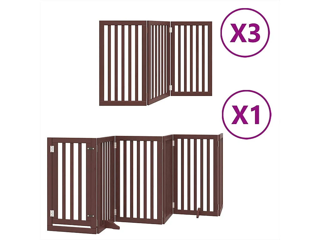 Barrière pour chien porte pliable 15 panneaux bois de peuplier