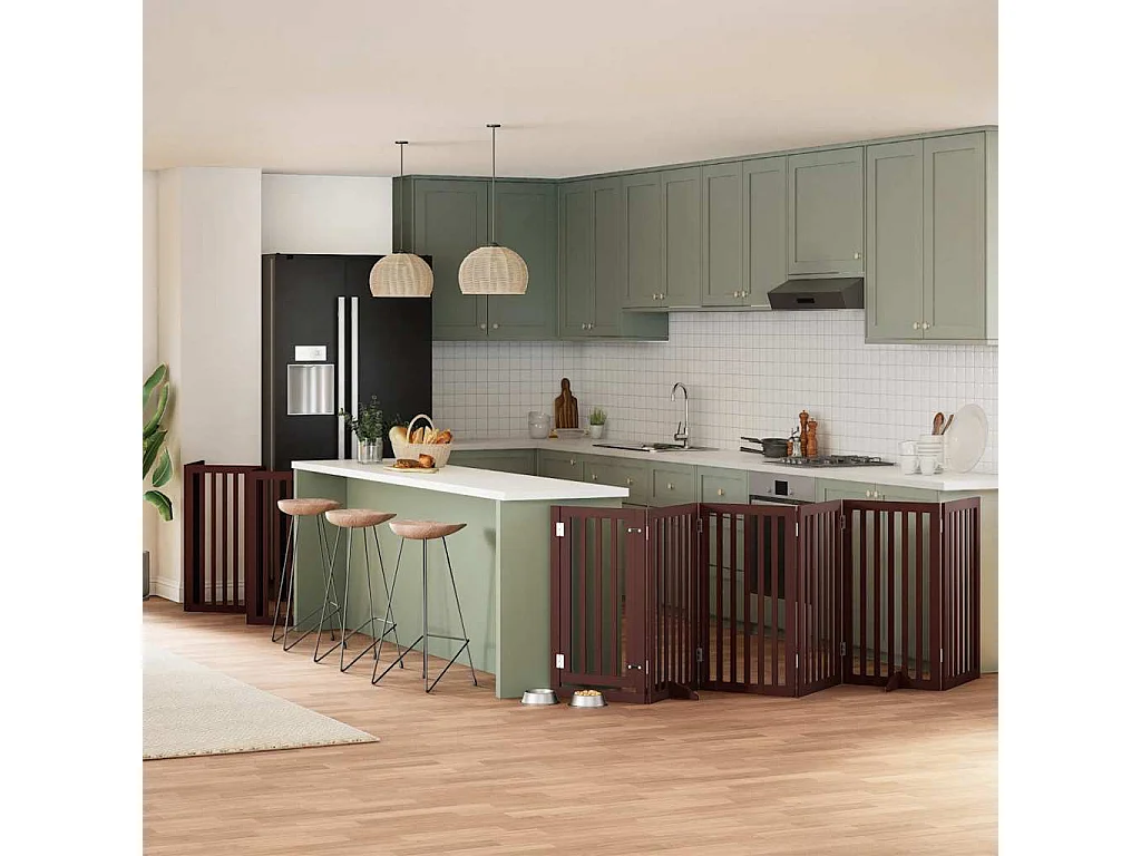 Barrière pour chien porte pliable 15 panneaux bois de peuplier