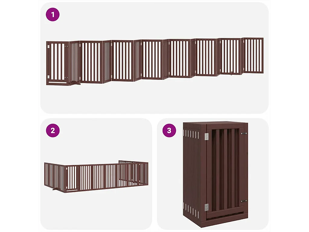 Barrière pour chien porte pliable 15 panneaux bois de peuplier