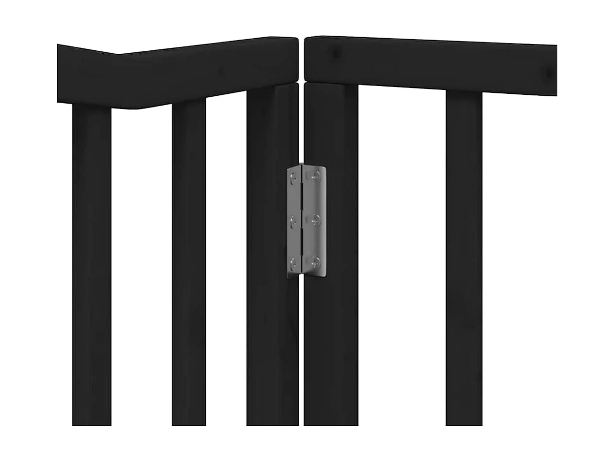 Portão para cães com porta dobrável 8 painéis 640 cm álamo preto