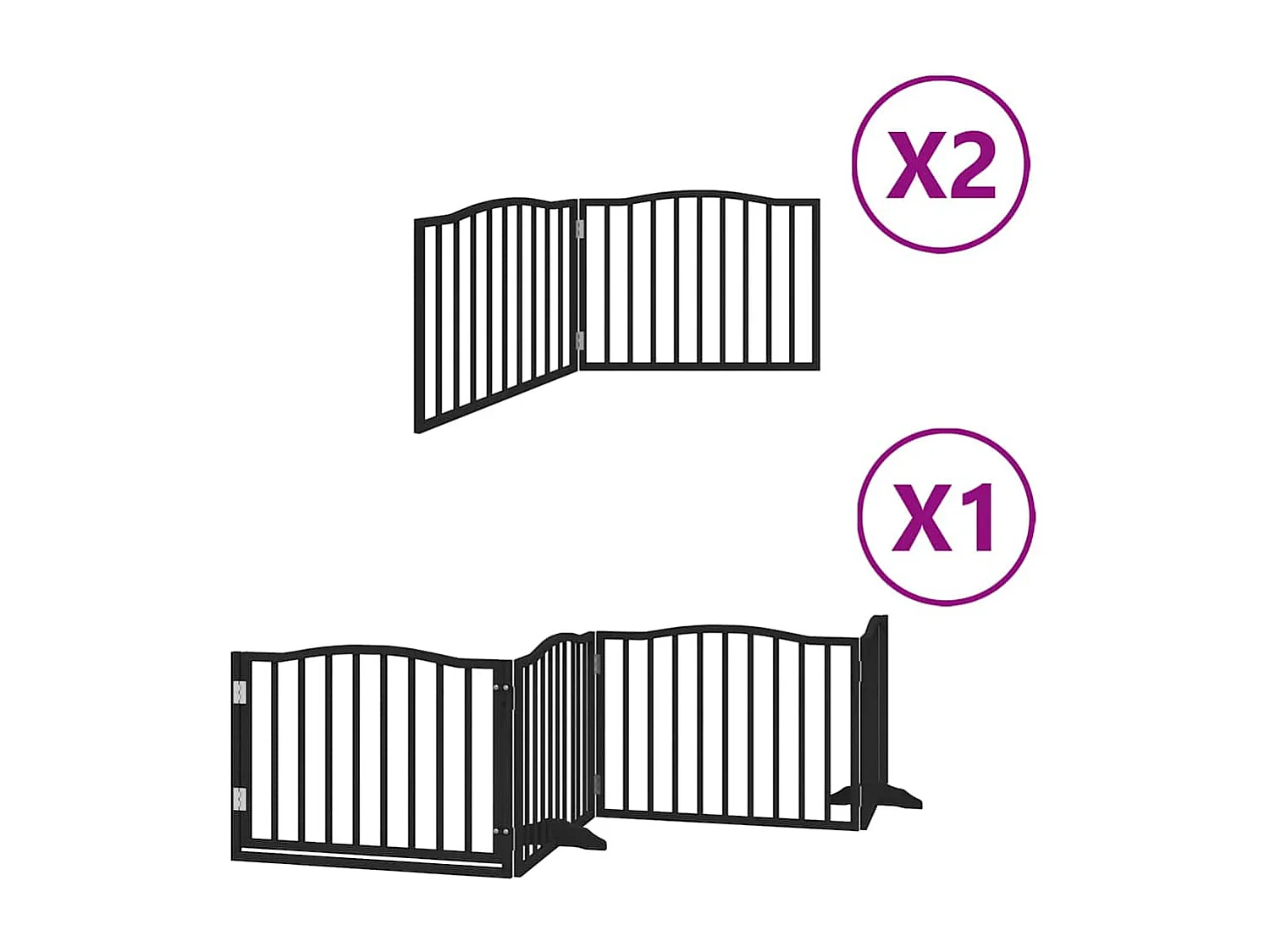 Barrière pour chien porte pliable 8 panneaux noir bois peuplier