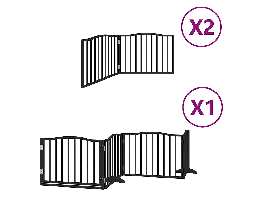 Barrière pour chien porte pliable 8 panneaux noir bois peuplier