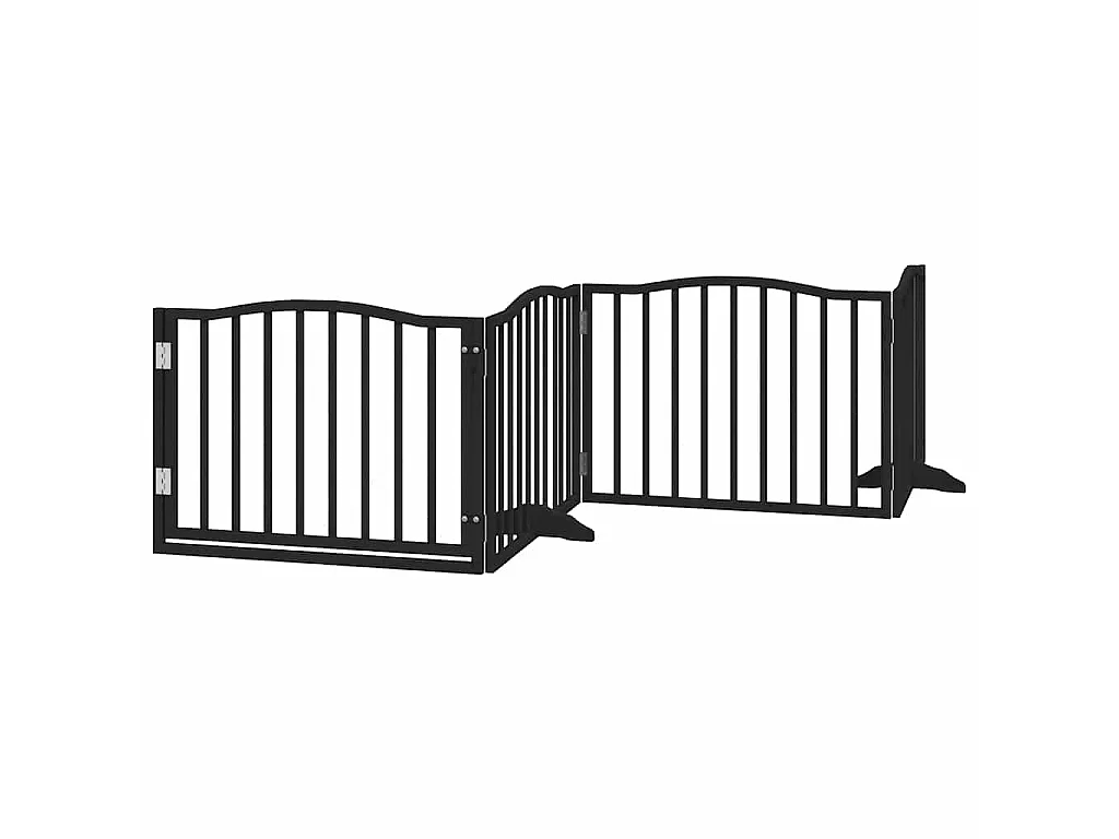 Barrière pour chien porte pliable 8 panneaux noir bois peuplier