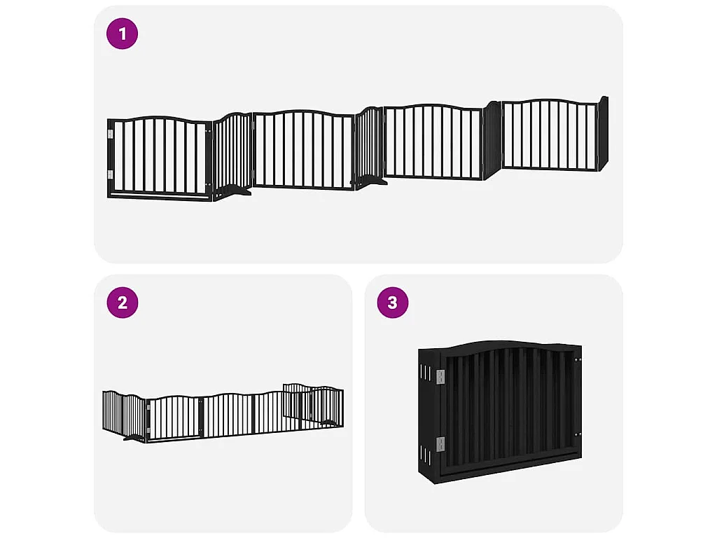 Barrière pour chien porte pliable 8 panneaux noir bois peuplier