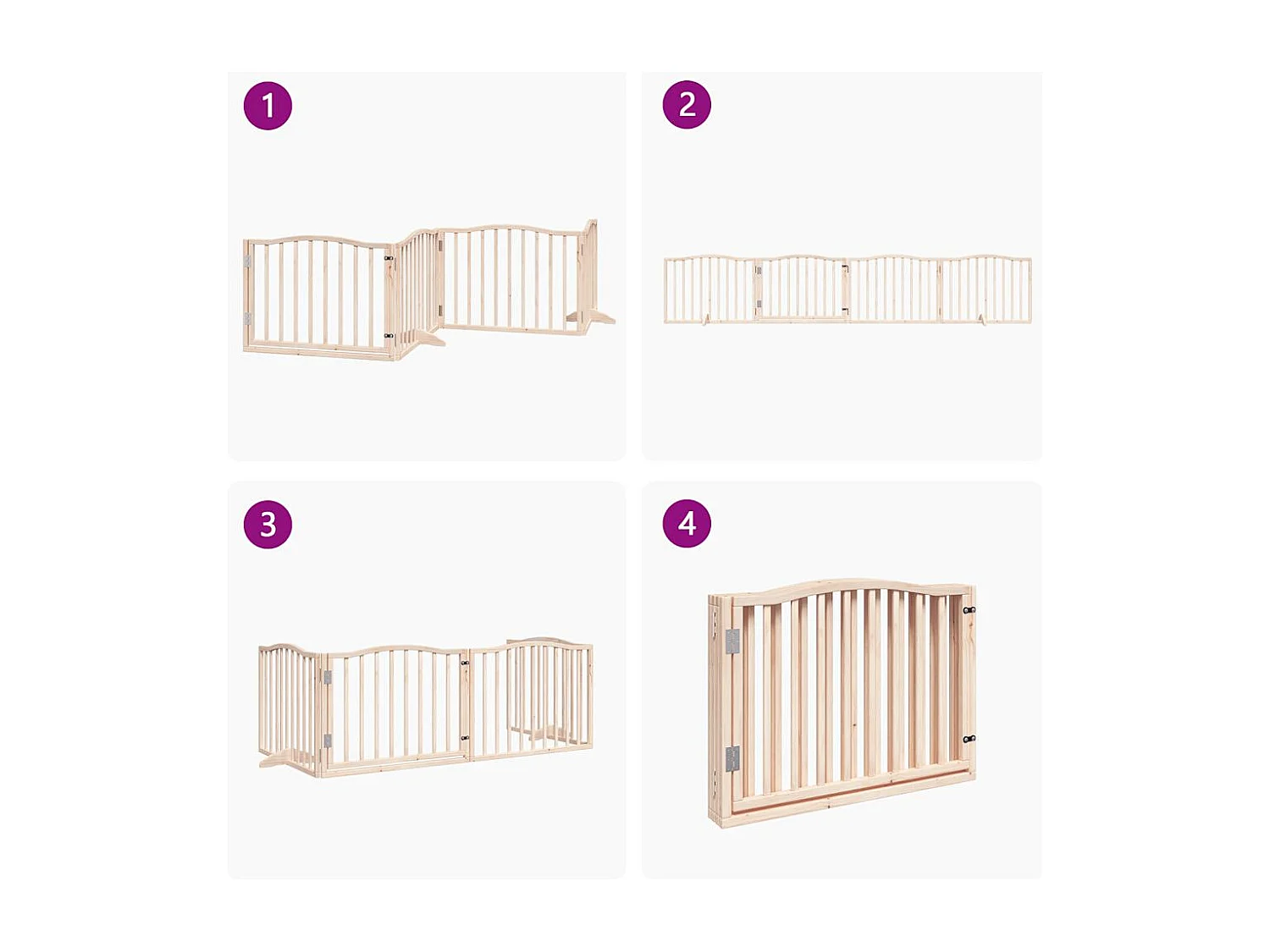 Puerta para perros plegable 4 paneles madera de álamo 320 cm