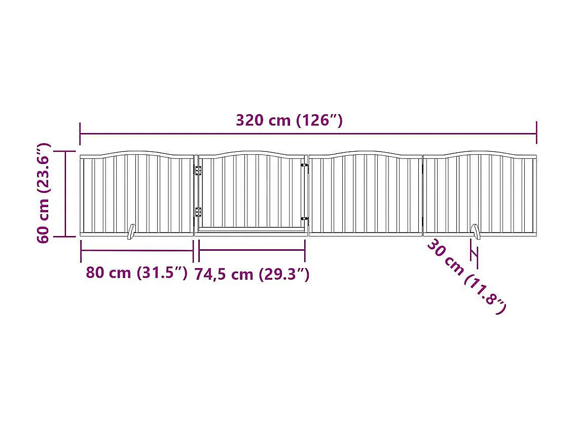 Puerta para perros plegable 4 paneles madera de álamo 320 cm