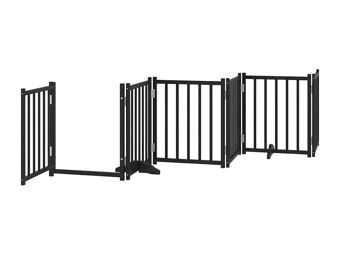 Barrière pour chien porte pliable 12 panneaux noir bois peuplier