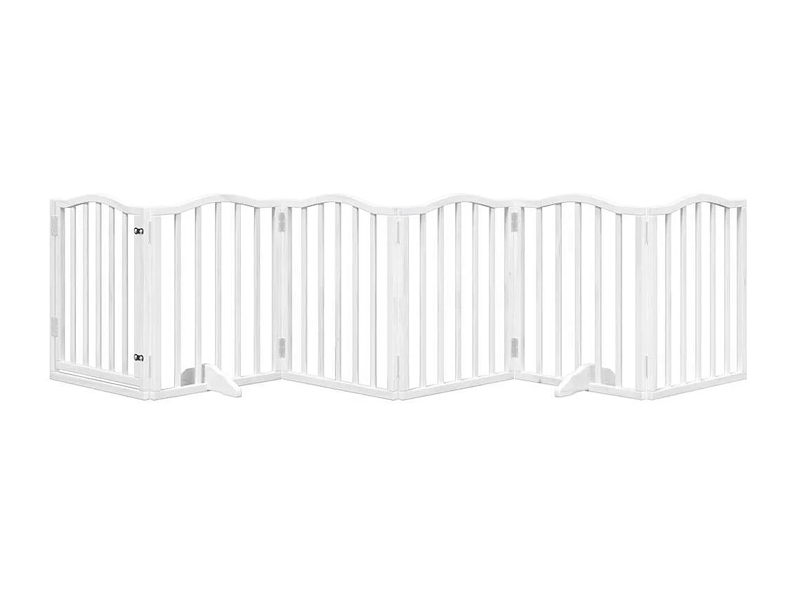 Barrière pour chiens et porte 6 panneaux blanc bois de peuplier