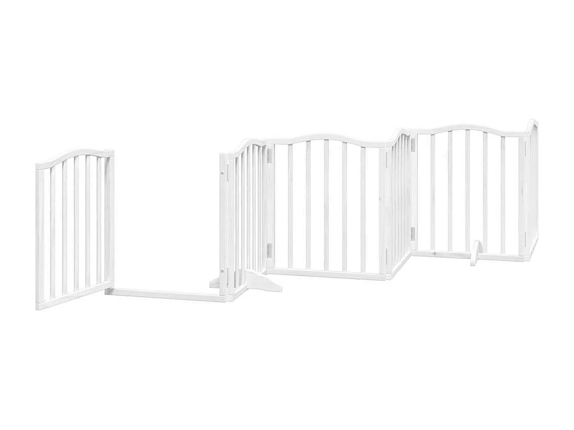 Barrière pour chiens et porte 6 panneaux blanc bois de peuplier