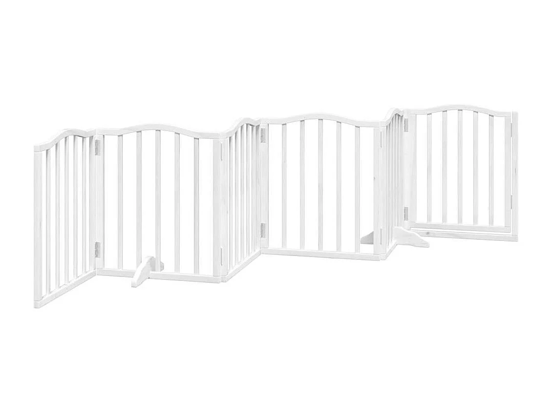 Barrière pour chiens et porte 6 panneaux blanc bois de peuplier