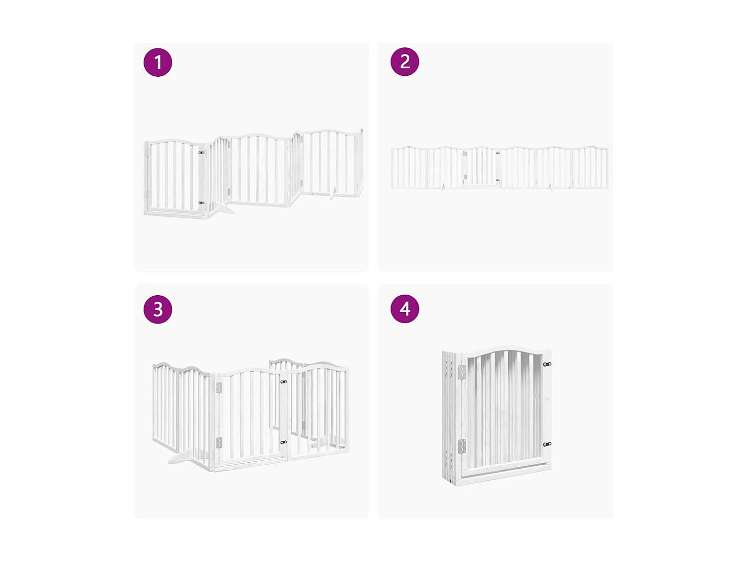 Barrière pour chiens et porte 6 panneaux blanc bois de peuplier