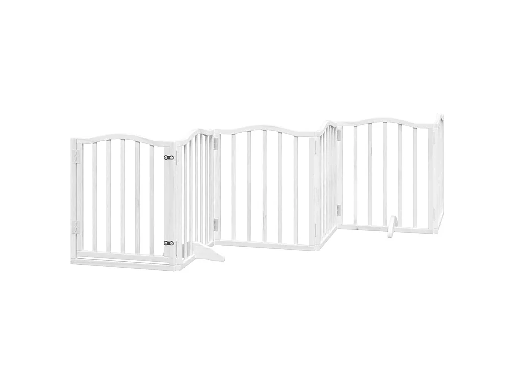 Puerta para perros plegable 3 paneles madera álamo blanca 300cm