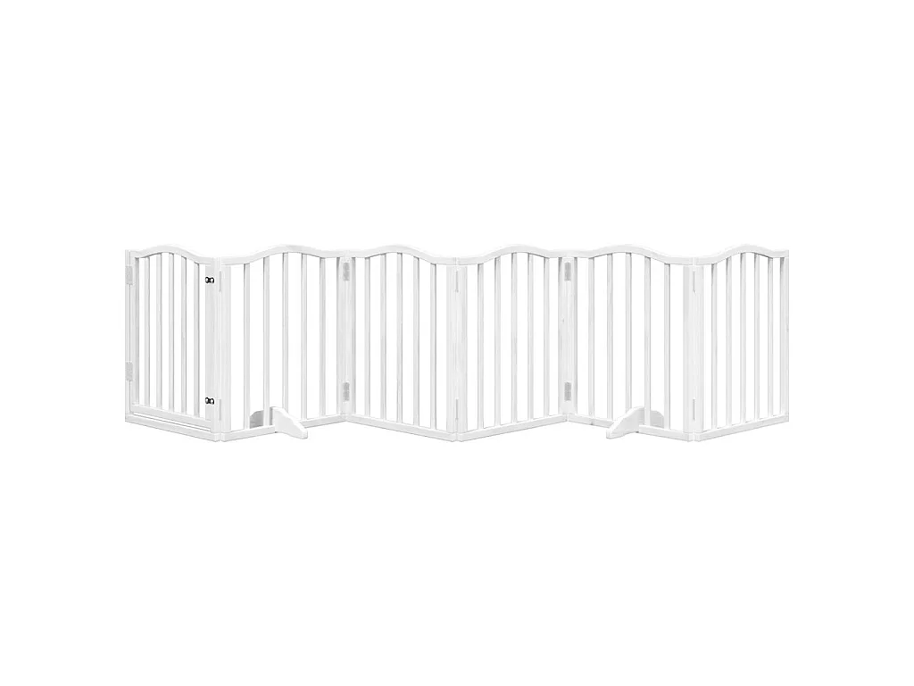 Puerta para perros plegable 3 paneles madera álamo blanca 300cm