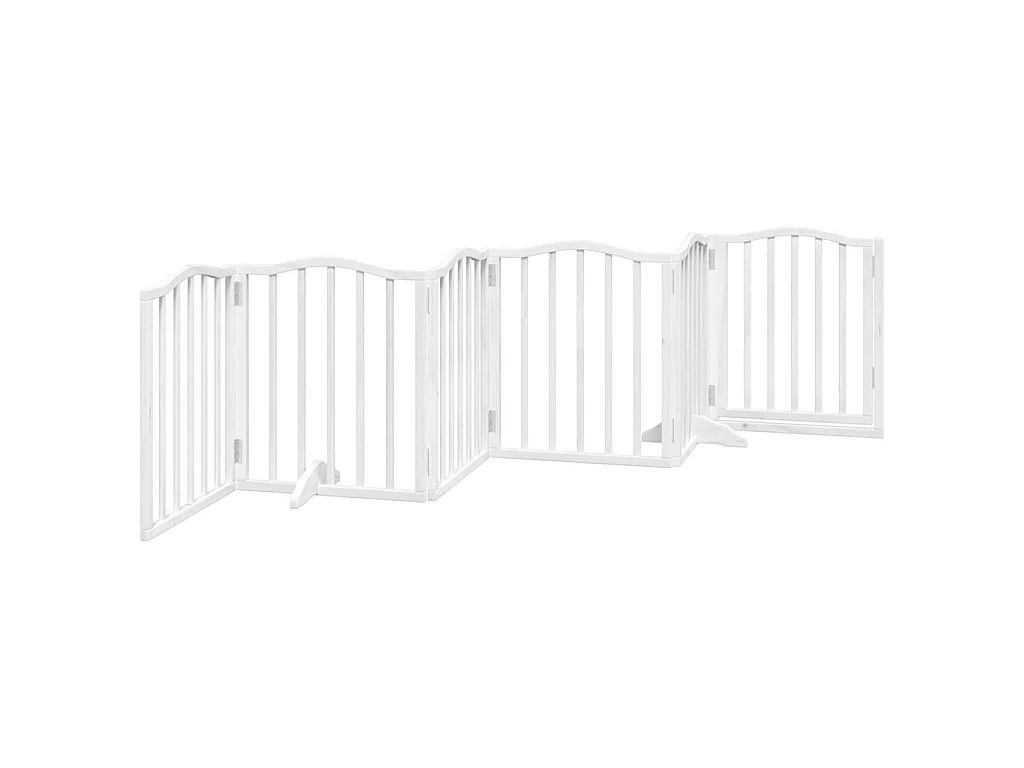Puerta para perros plegable 3 paneles madera álamo blanca 300cm