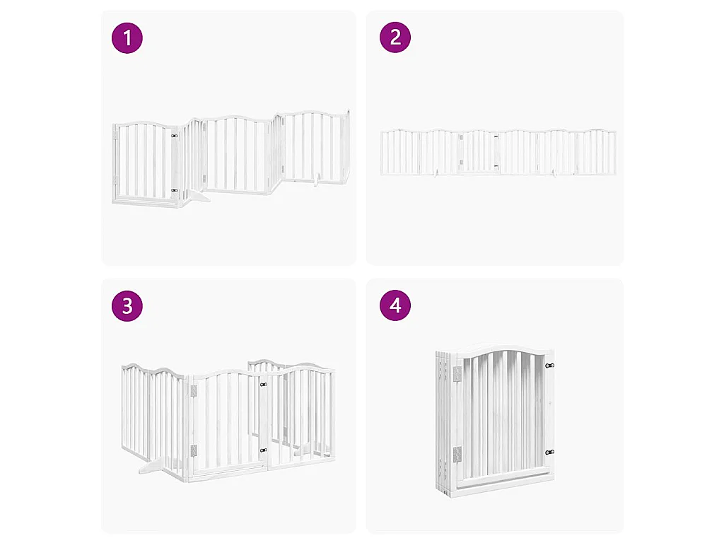 Puerta para perros plegable 3 paneles madera álamo blanca 300cm