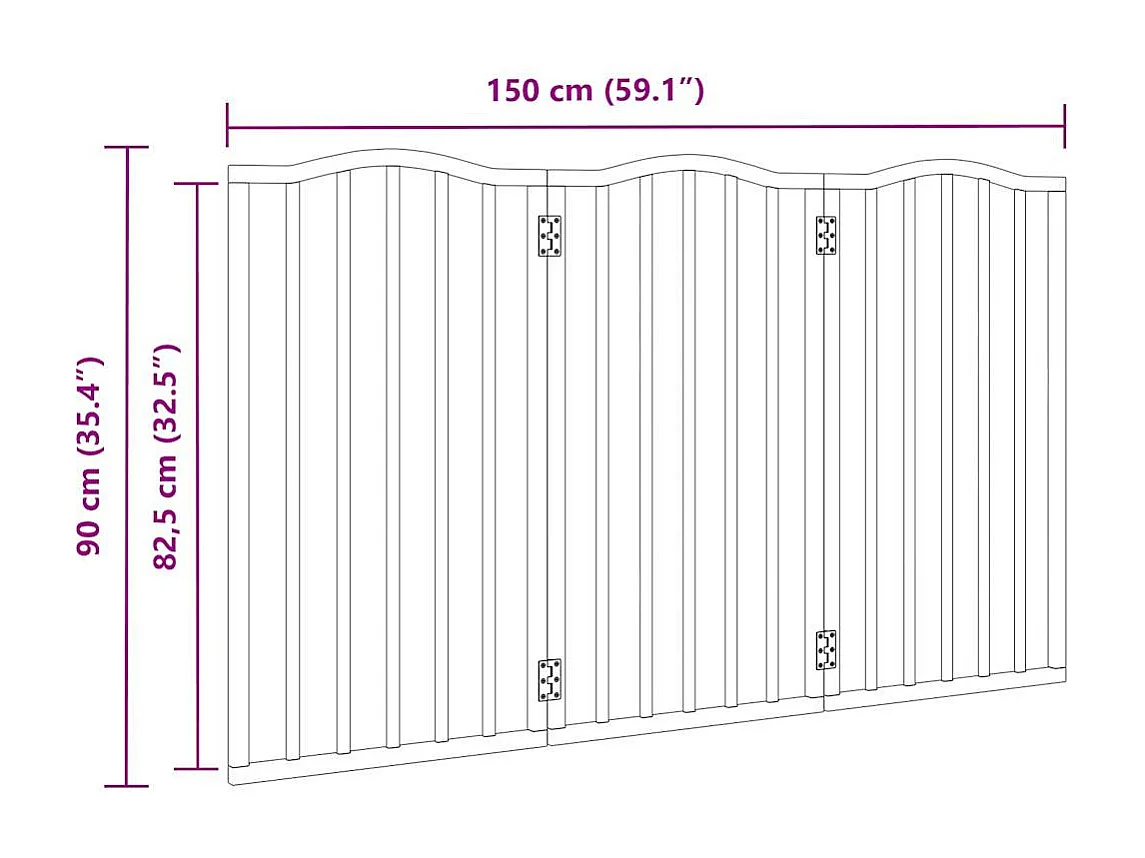 Portão para cães dobrável 3 painéis 150 cm álamo castanho