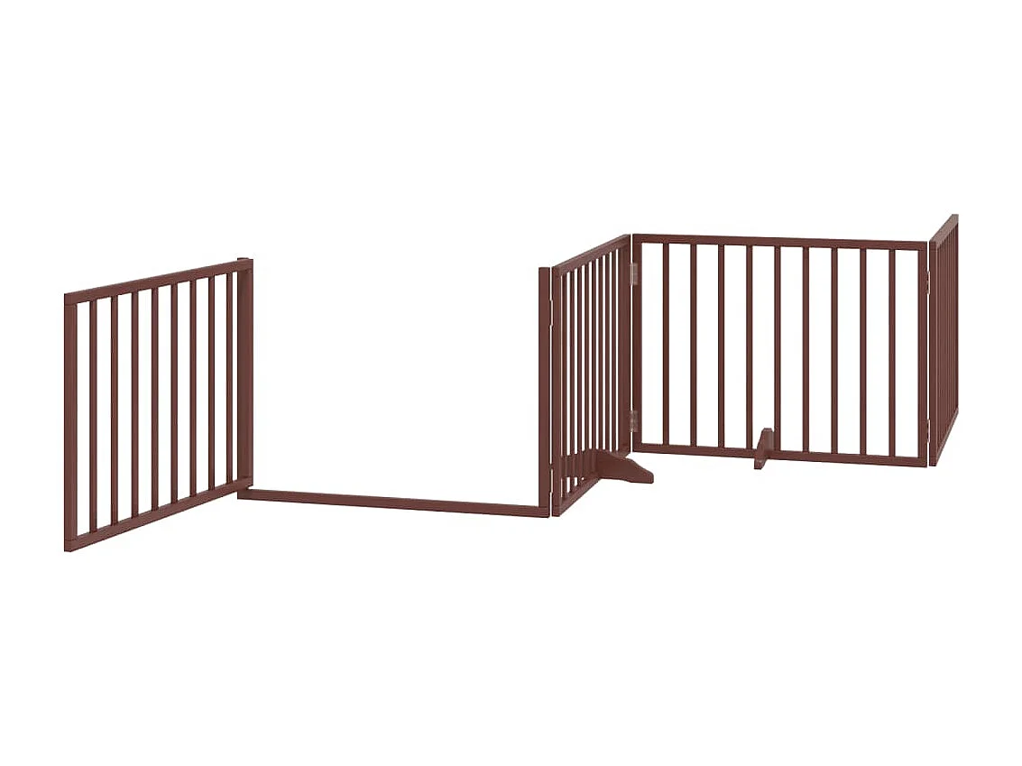 Puerta para perros con puerta plegable de 4 paneles marrón 320 cm madera de álamo