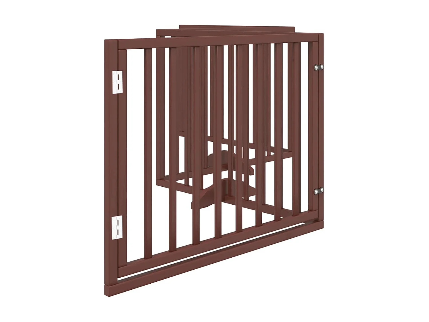 Puerta para perros con puerta plegable de 4 paneles marrón 320 cm madera de álamo