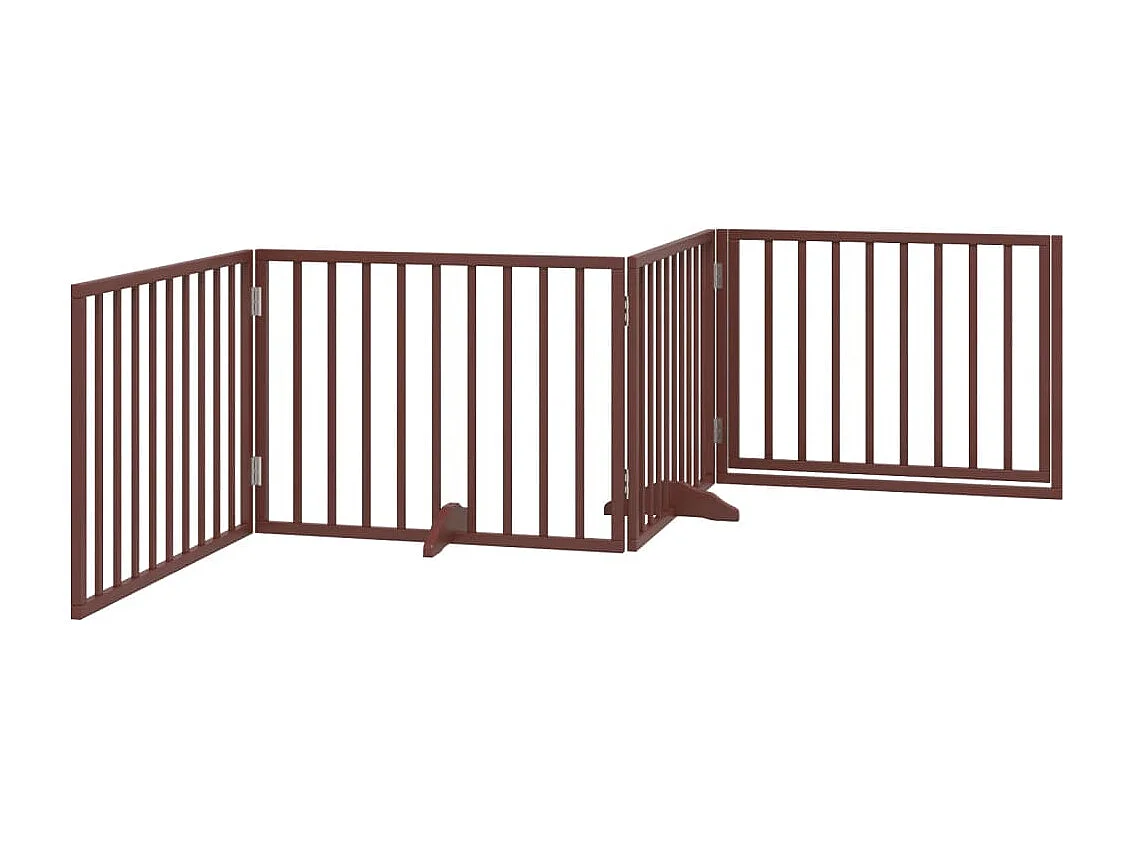 Puerta para perros con puerta plegable de 4 paneles marrón 320 cm madera de álamo