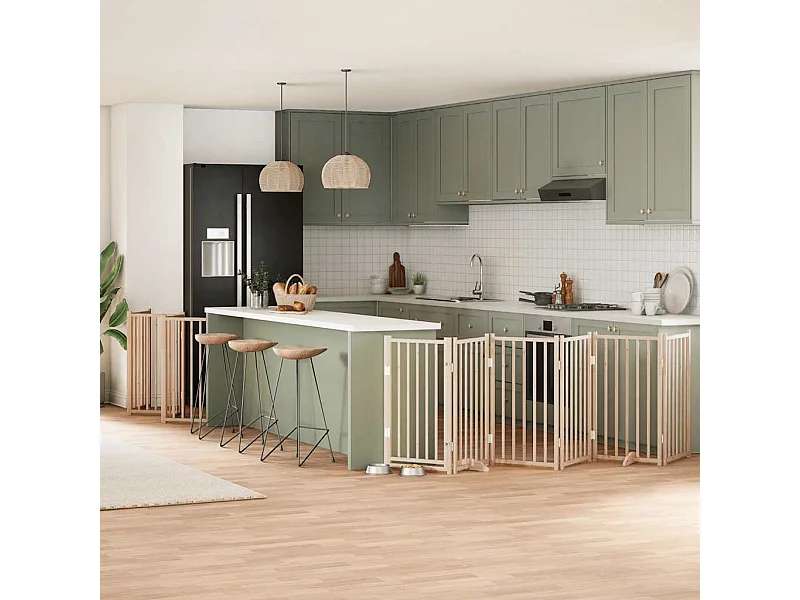 Puerta para perros plegable 12 paneles madera de álamo 600 cm