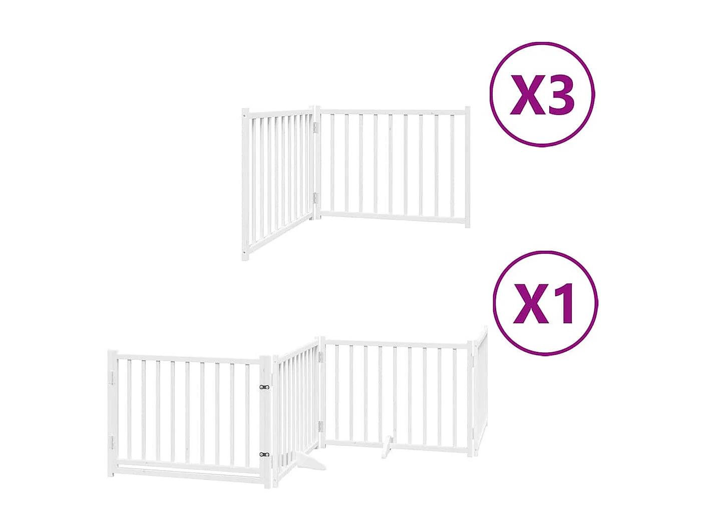 Puerta de perros plegable 10 paneles madera álamo blanca 800 cm