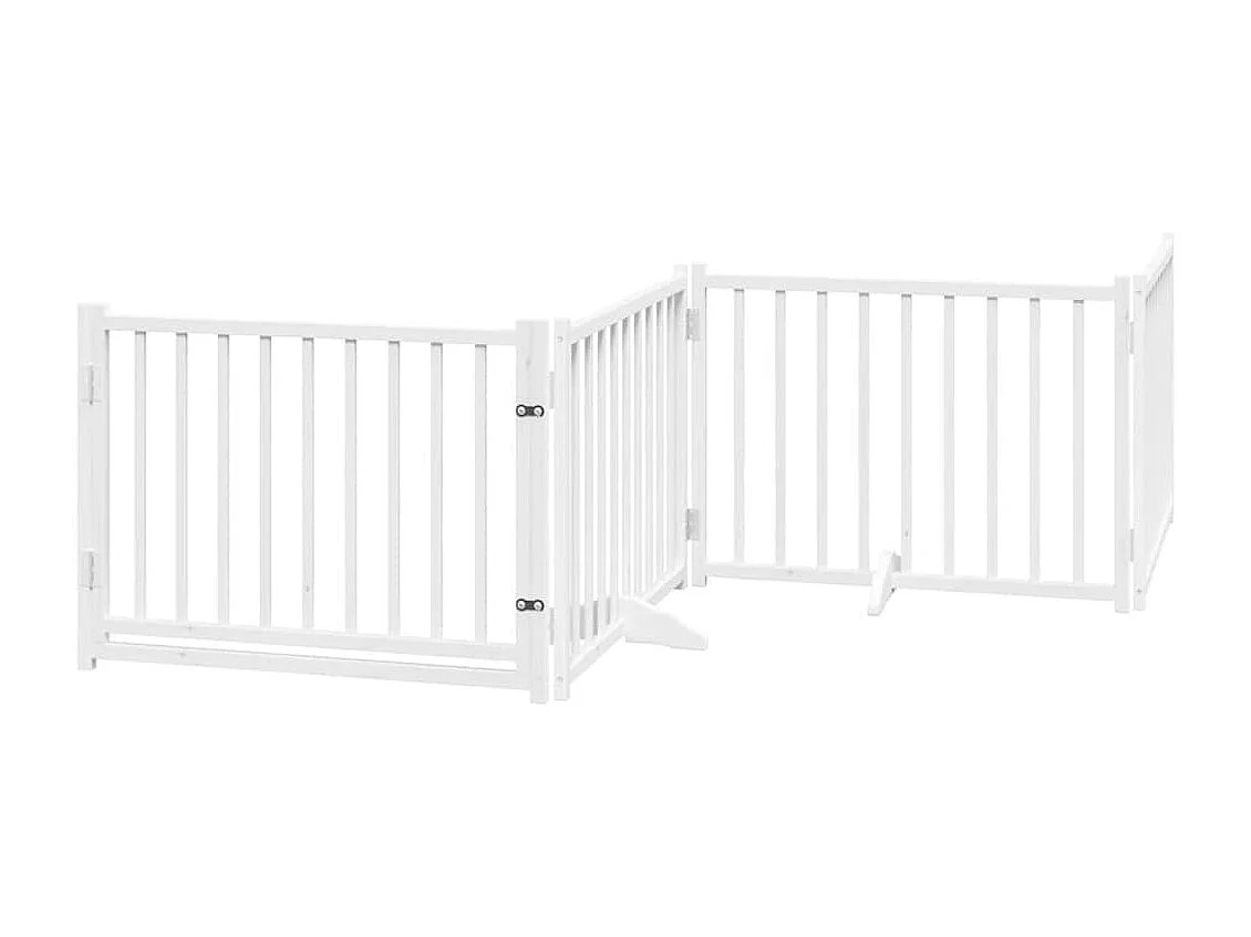 Puerta de perros plegable 10 paneles madera álamo blanca 800 cm