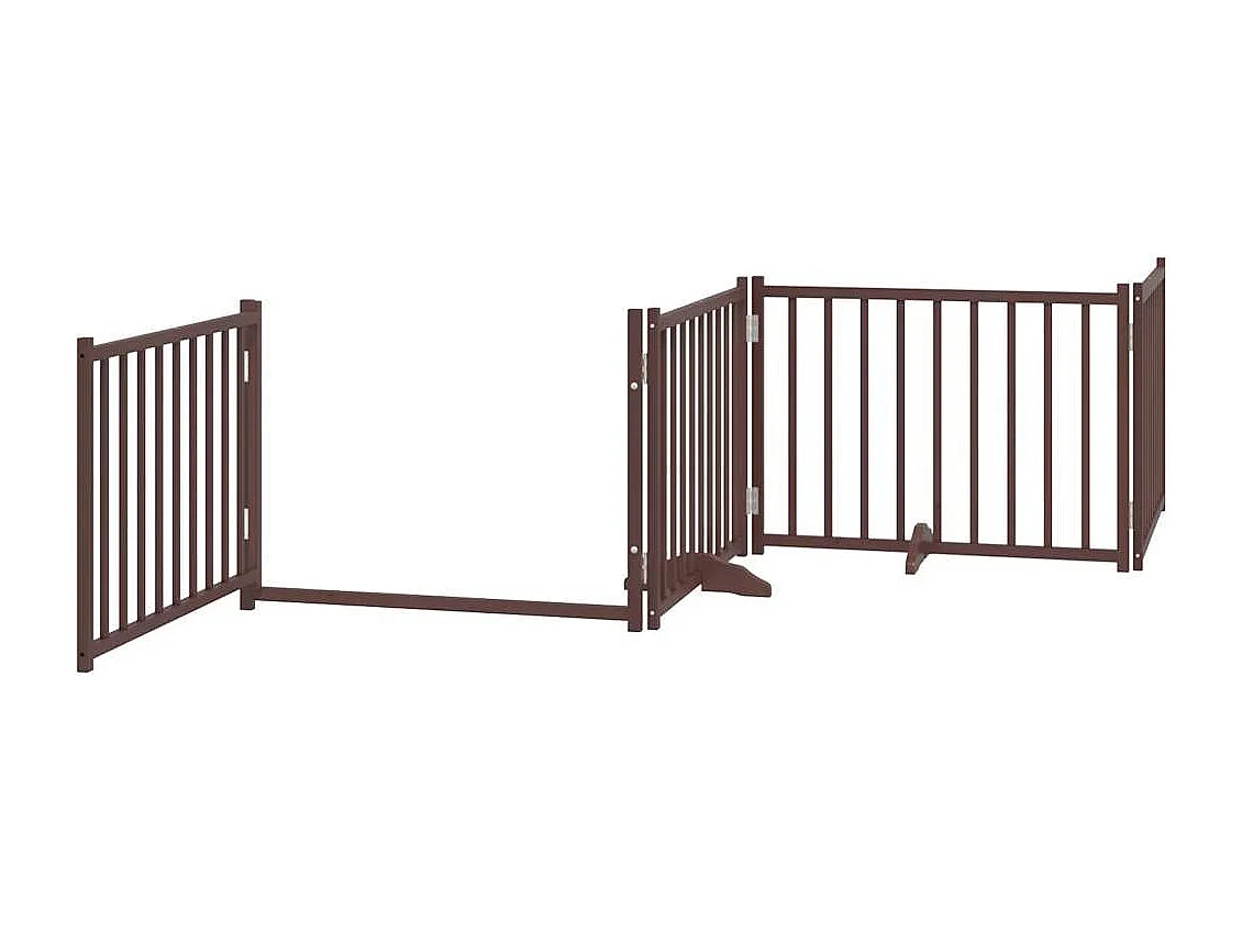 Barrière pour chien avec porte pliable 6 panneaux bois peuplier