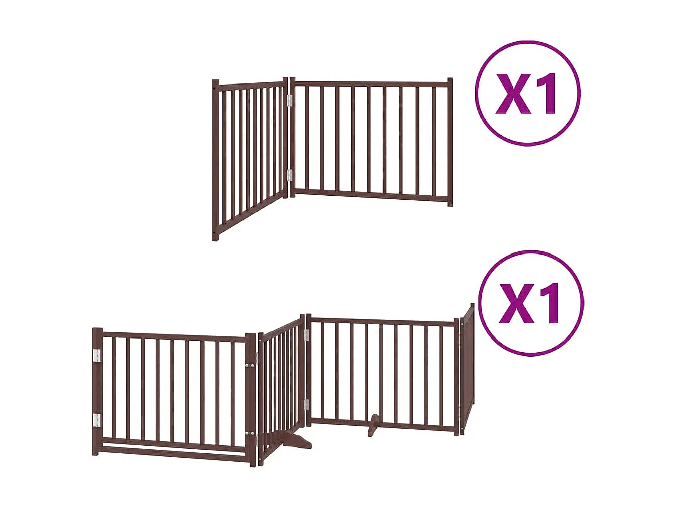 Barrière pour chien avec porte pliable 6 panneaux bois peuplier