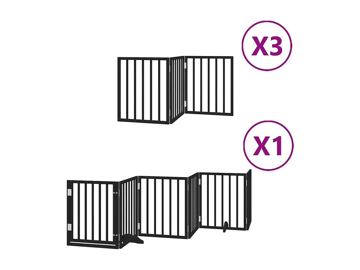 Barrière pour chien porte pliable 15 panneaux noir bois peuplier