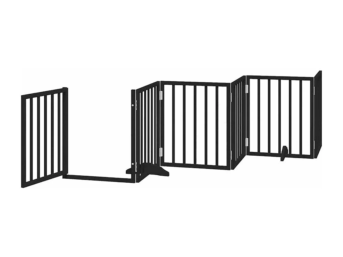 Barrière pour chien porte pliable 15 panneaux noir bois peuplier