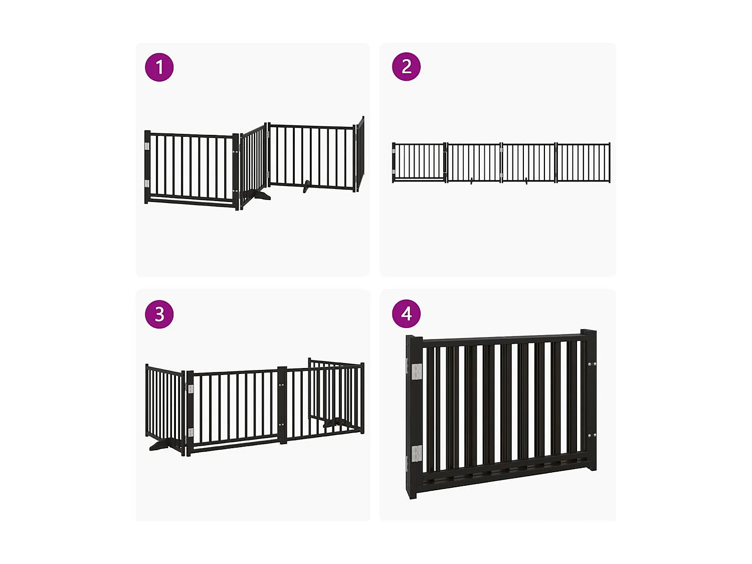 Barrière pour chiens avec porte 4 panneaux bois de sapin massif