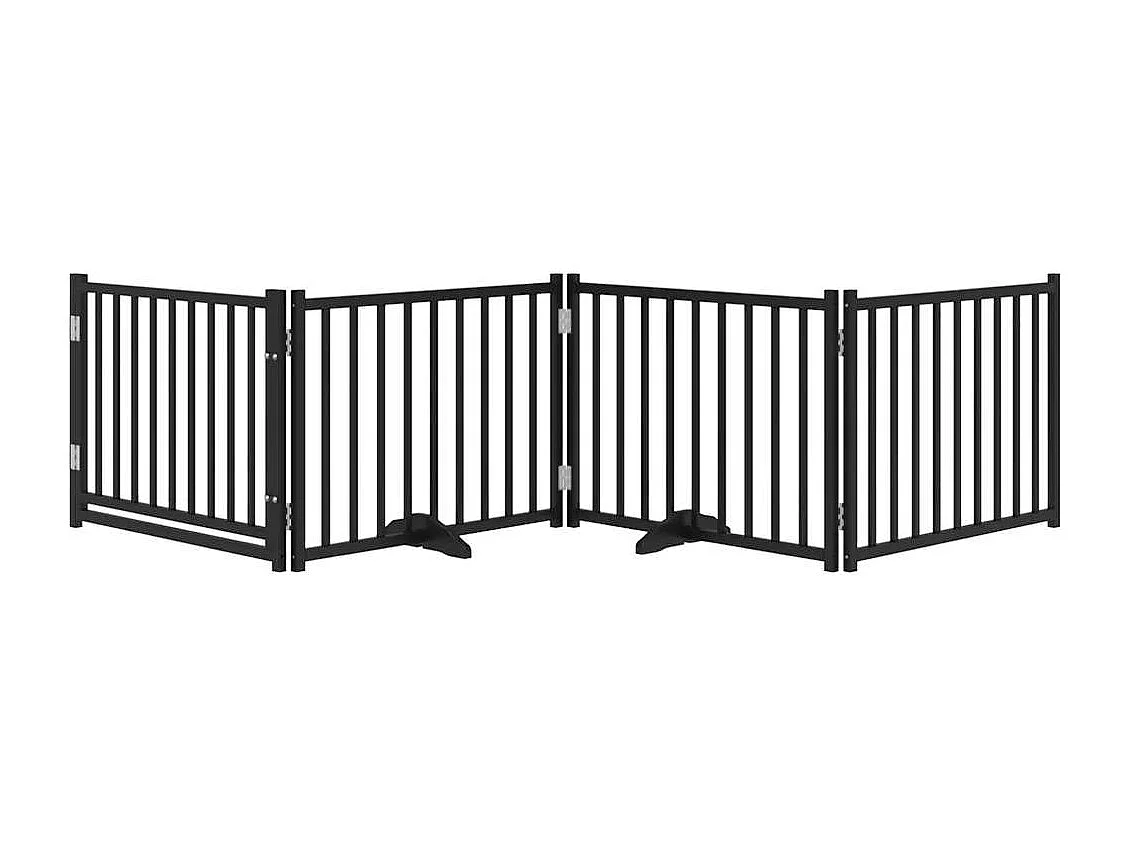 Barrière pour chiens avec porte 4 panneaux bois de sapin massif