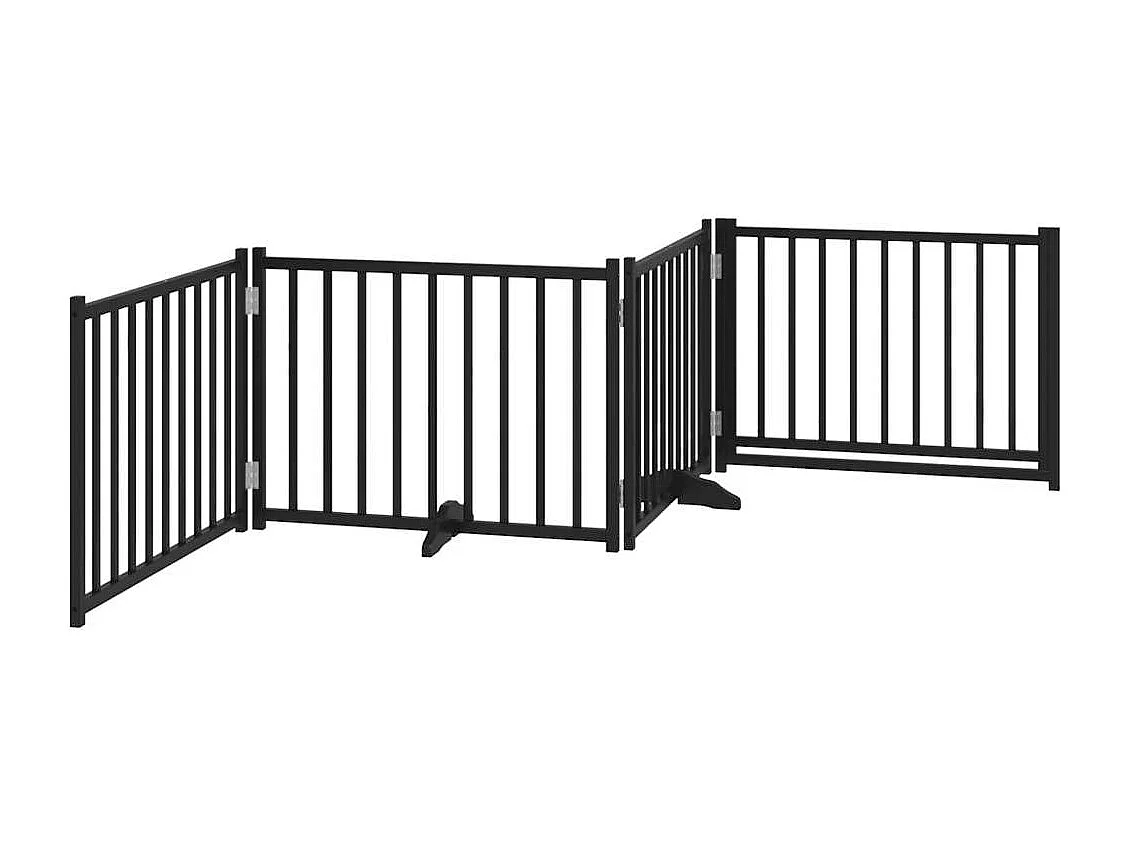 Barrière pour chiens avec porte 4 panneaux bois de sapin massif