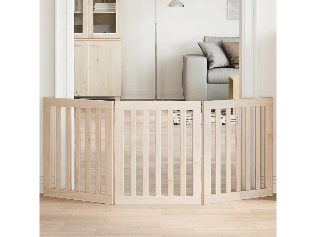 Barrière pour chien pliable à 3 panneaux 150 cm Bois de peuplier